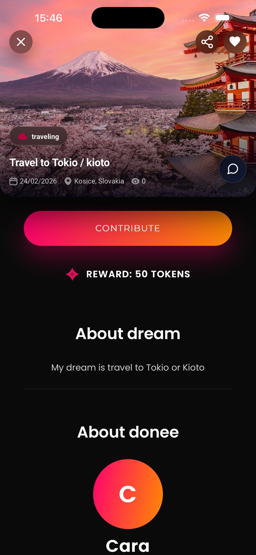 Post detail in the real dreamhubb app