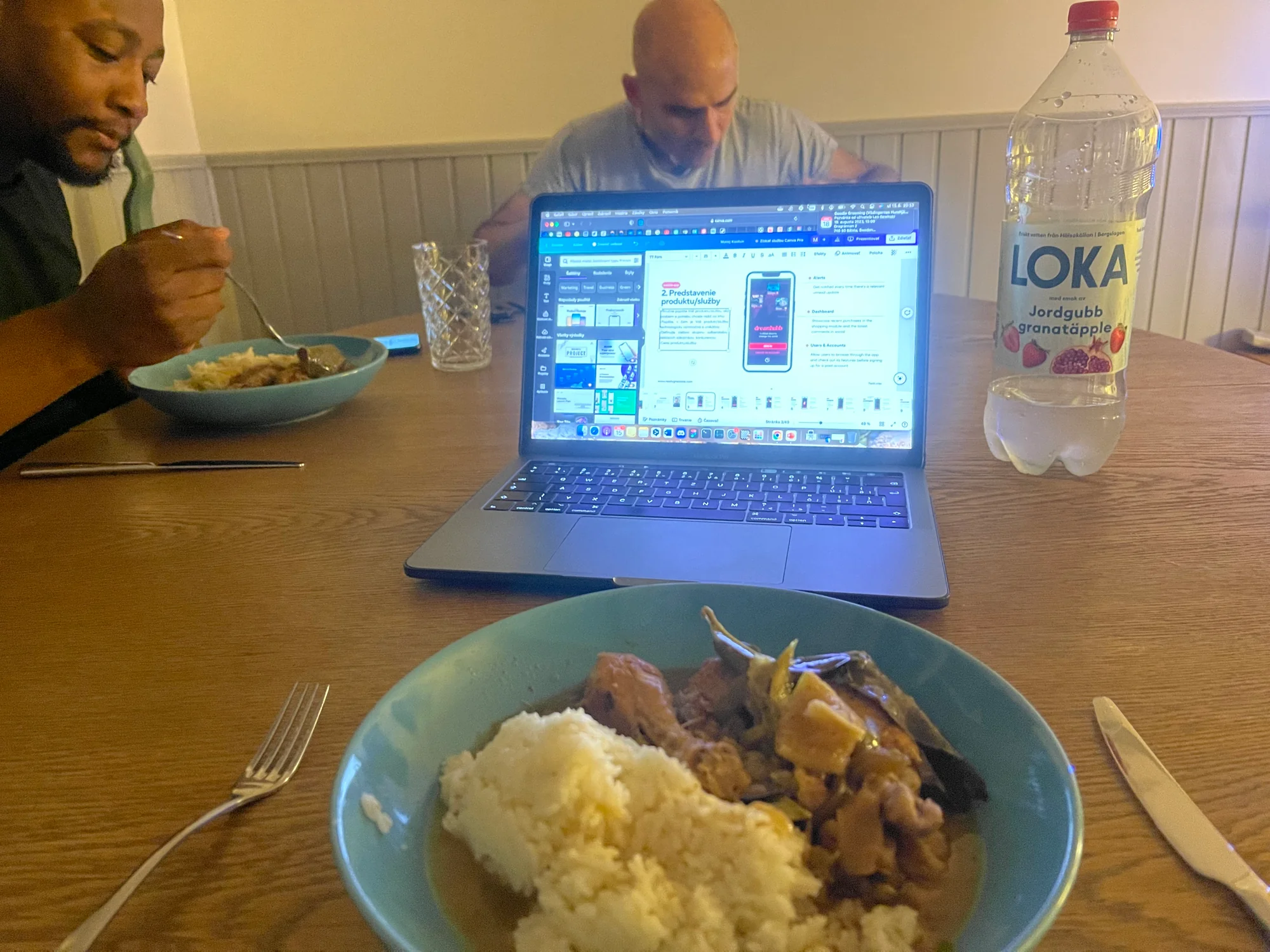 A laptop with dreamhubb materials open during a stay in Sweden